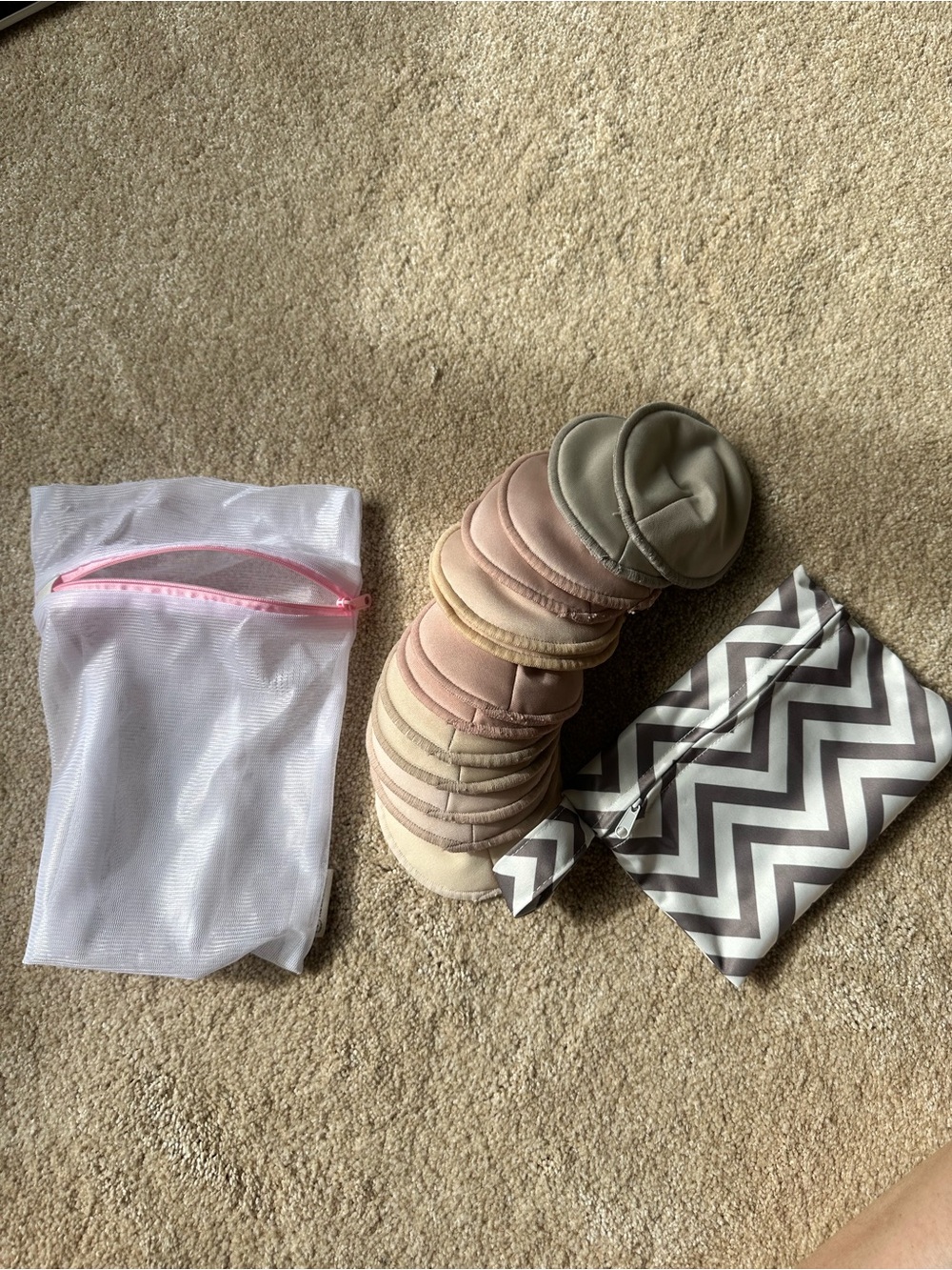 Reusable Makeup Remover Pads Set - Pink, Beige & Gray